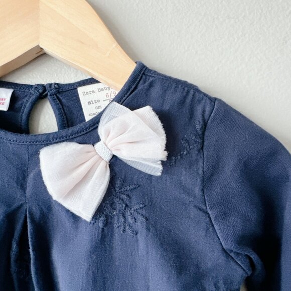 Zara blue long sleeve shirt with bow detail 6-9m - Picture 5 of 12